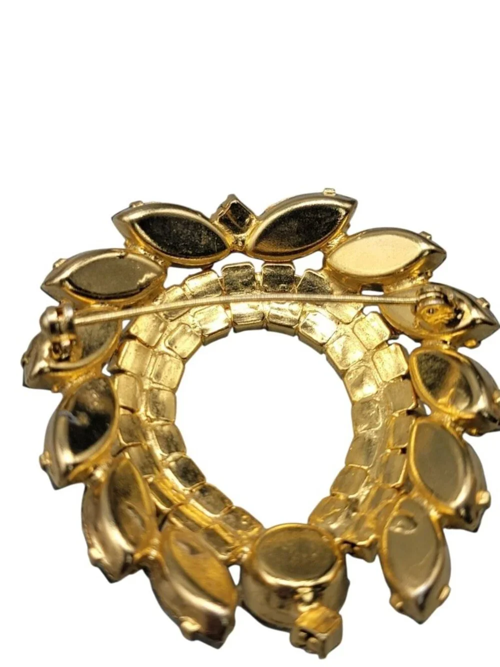 Juliana D&E Verified 4130 Clear Navette & AB Rhinestone Wreath Brooch Vintage